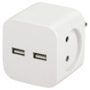 Разветвитель (тройник) 2 роз.+2xUSB , 10А белый SP-2-USB-W 49531 ЭРА 8218 