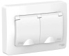 Блок (роз. 2 мест. 16А) СУ бел.(земля, шторки,крыш.IP44) Schneider BLANCA 2BLNRS441121