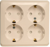 Розетка откр. уст. с з/к 4-ая 16А/250В защит. шторки слон. кость ЭТЮД PA16-208K