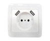 Роз. СУ 1 мест. ASD/InHome CLASSICO 16А бел. (земля, керам. осн.) 2147+2usb