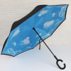 Зонт-наоборот механ. "Вселенная", 8спиц, R=53 см, ручка кольцо, цвет синий  