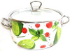 Кастрюля эмаль INTEROS "Мохито" 3033, 5,1л., D220мм., крышка стекло, прутковые ручки, с декором,