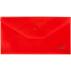 Папка-конверт на кнопке, C6, PP 180 мкм, полупрозрачная, Hatber_красная 00003