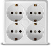 Розетка 4-м ОП Олимп с заземл. квадратбел. UNIVersal 1165