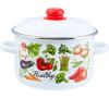 Кастрюля эмаль APPETITE "Veggies" 1RD201M, 4.0 л, с эмаль крышкой, с декором, цилиндр форма, белый