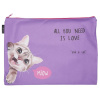 Папка для тетрадей А4, искусственная кожа, на молнии deVENTE Funny Cat, сиреневая, 3072011 deVENTE)