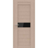 Дверь ЭКО Delux 327  черное стекло лакобельSoft  латте ясень 70*200