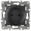 Розетка 12 мех. СУ 1 мест. 16А земля антрацит ЭРА 12-2101-05 0585