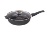 Сковорода алюм. Мечта "Гранит black" С22802, 22см, антипригарное покрытие, стекл.крышка, черн