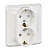 Розетка 2-я  СП с зазем. со шторками белая  PC16-008B ЭТЮД