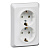 Розетка 2 мест. СУ бел. (пласт. осн., земля, шторки) PC16-108B Schneider Этюд