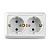 Розетка 2-м ОП Олимп 16А с заземл. бел. UNIVersal Б-О0128