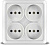 Розетка 4-м ОП Олимп без заземл.квадрат бел. UNIVersal 1164